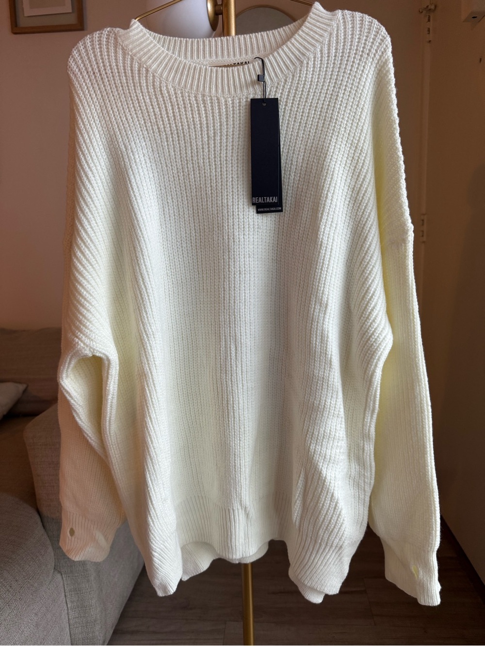 REALTAKAI NWT White Oversized Knit Sweater XL Limited Edition